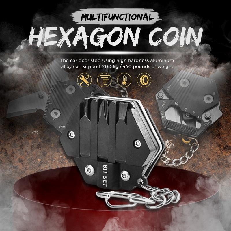 Multifunctional Hexagon Coin Pocket Knife Folding Knife Outdoor Tool - Gadget Galaxy