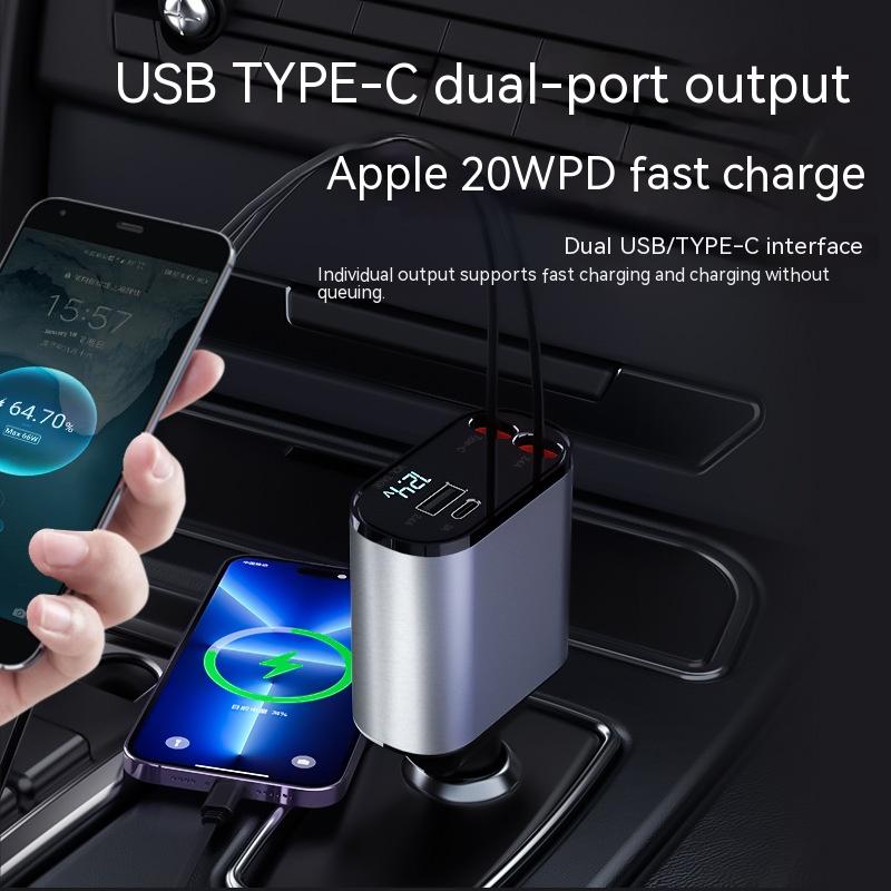 Metal Car Charger 100W Super Fast Charging Car Cigarette Lighter USB And TYPE-C Adapter - Gadget Galaxy